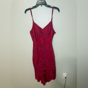 Express vintage y2k floral slip Red Silk Dress